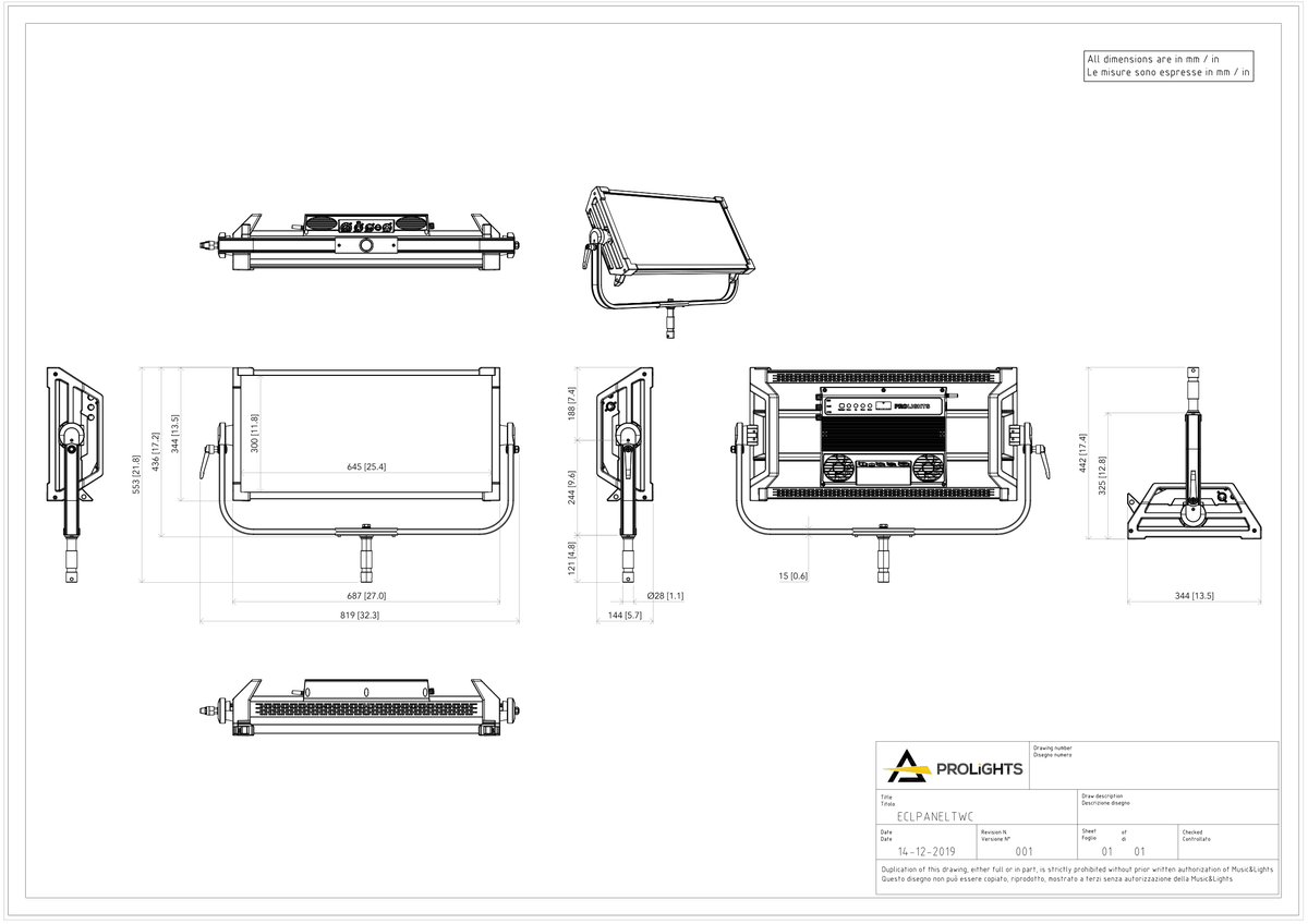 Technical drawing for EclPanel TWC