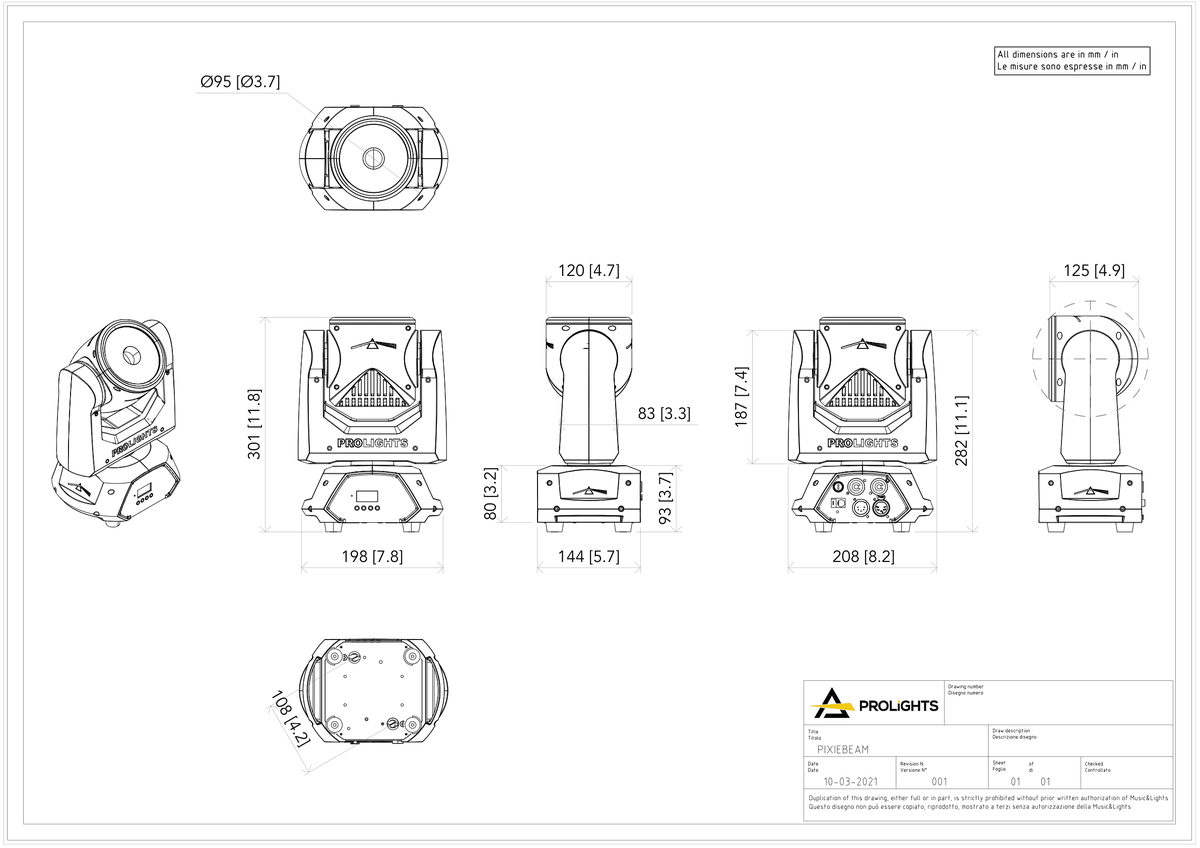 Technical drawing for Pixie Beam