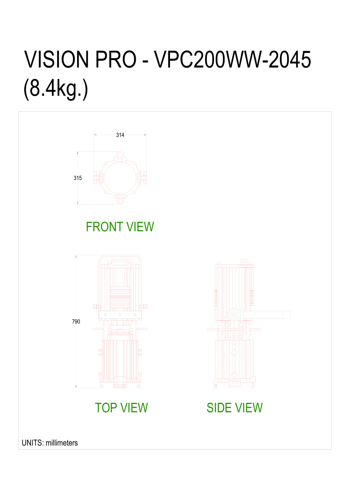 Technical drawing for VPC200CW-2045