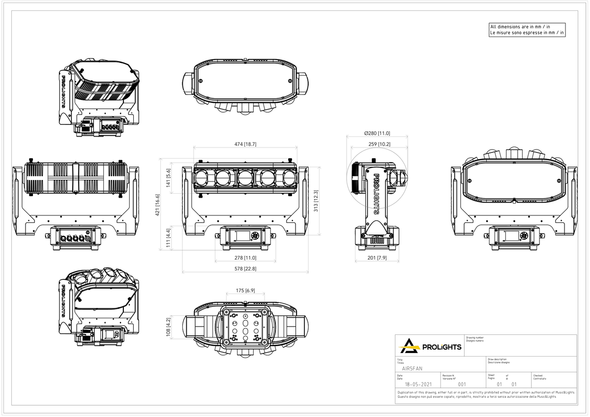 Technical drawing for Air 5Fan