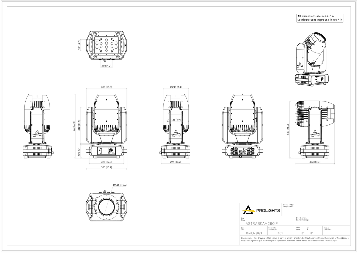 Technical drawing for Astra Beam260IP