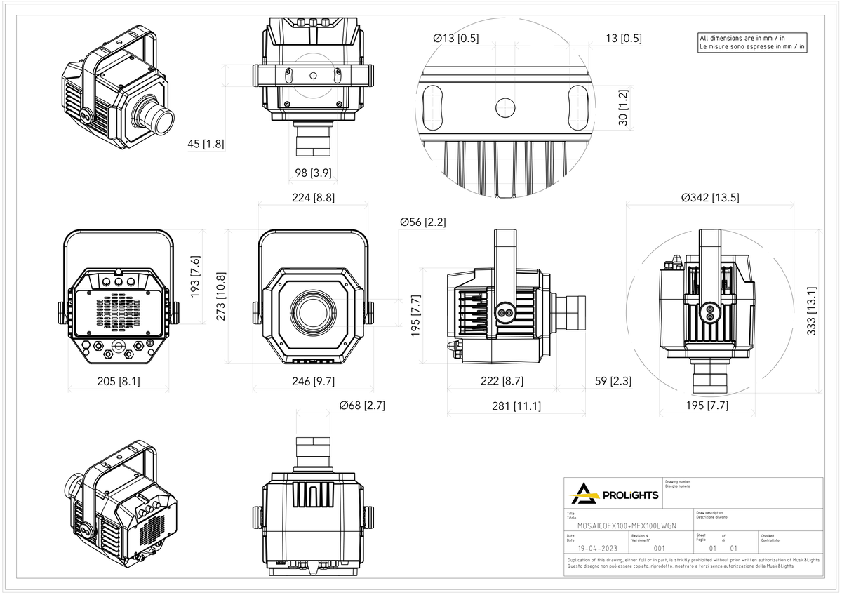 Technical drawing for Mosaico FX100FC