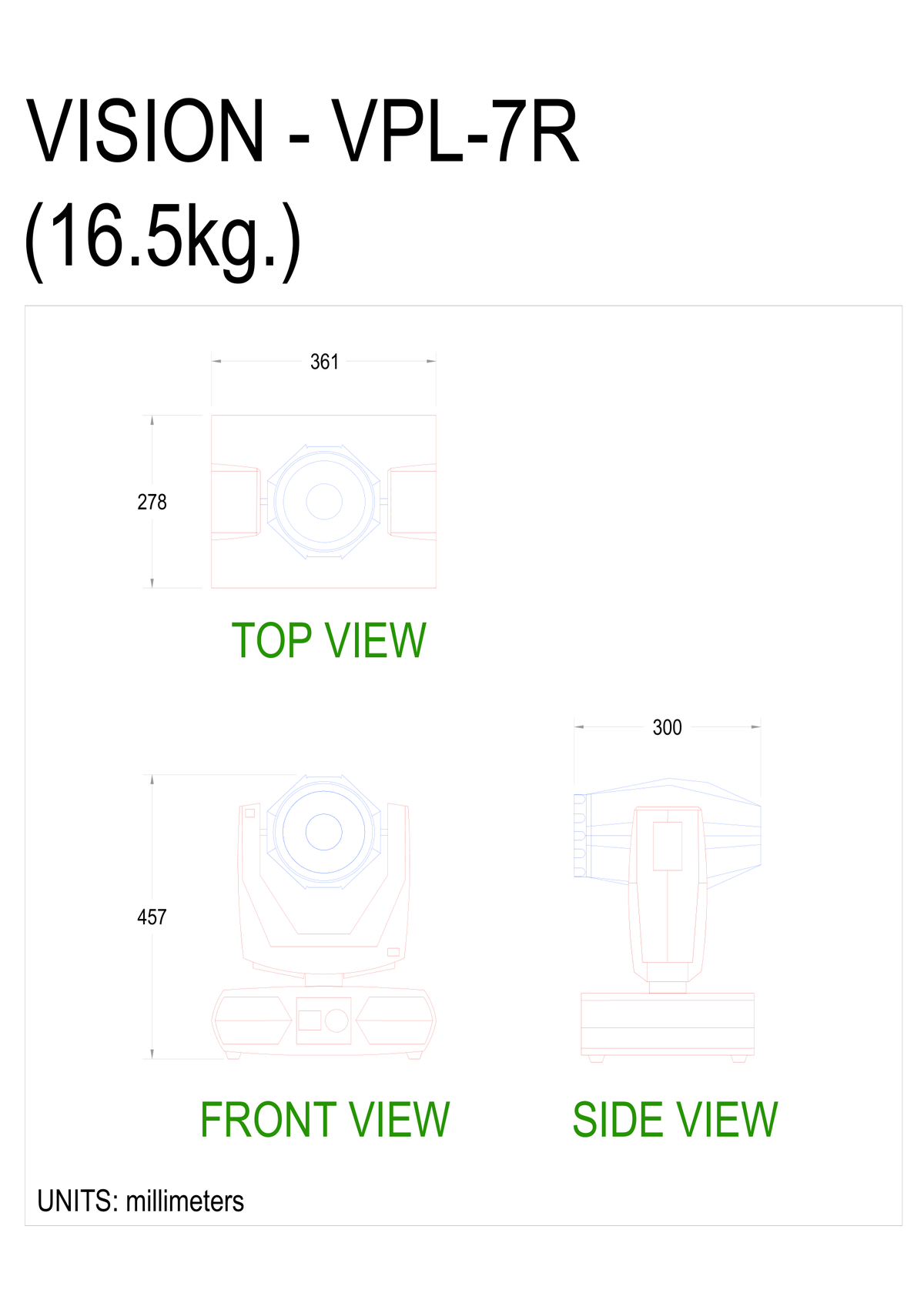 Technical drawing for VPL-7R