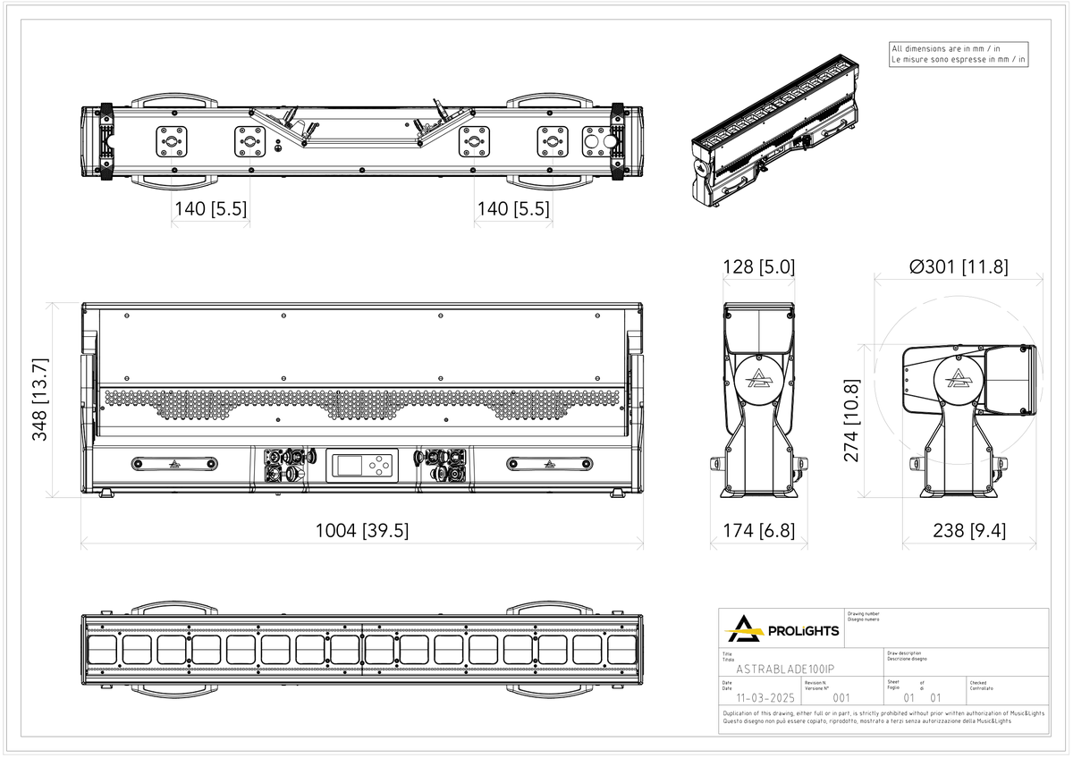 Technical drawing for Astra Blade100IP