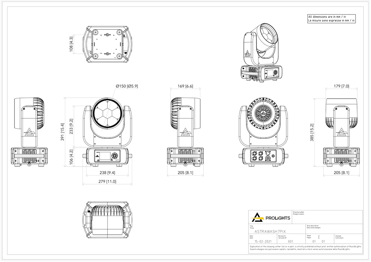 Technical drawing for Astra Wash7Pix