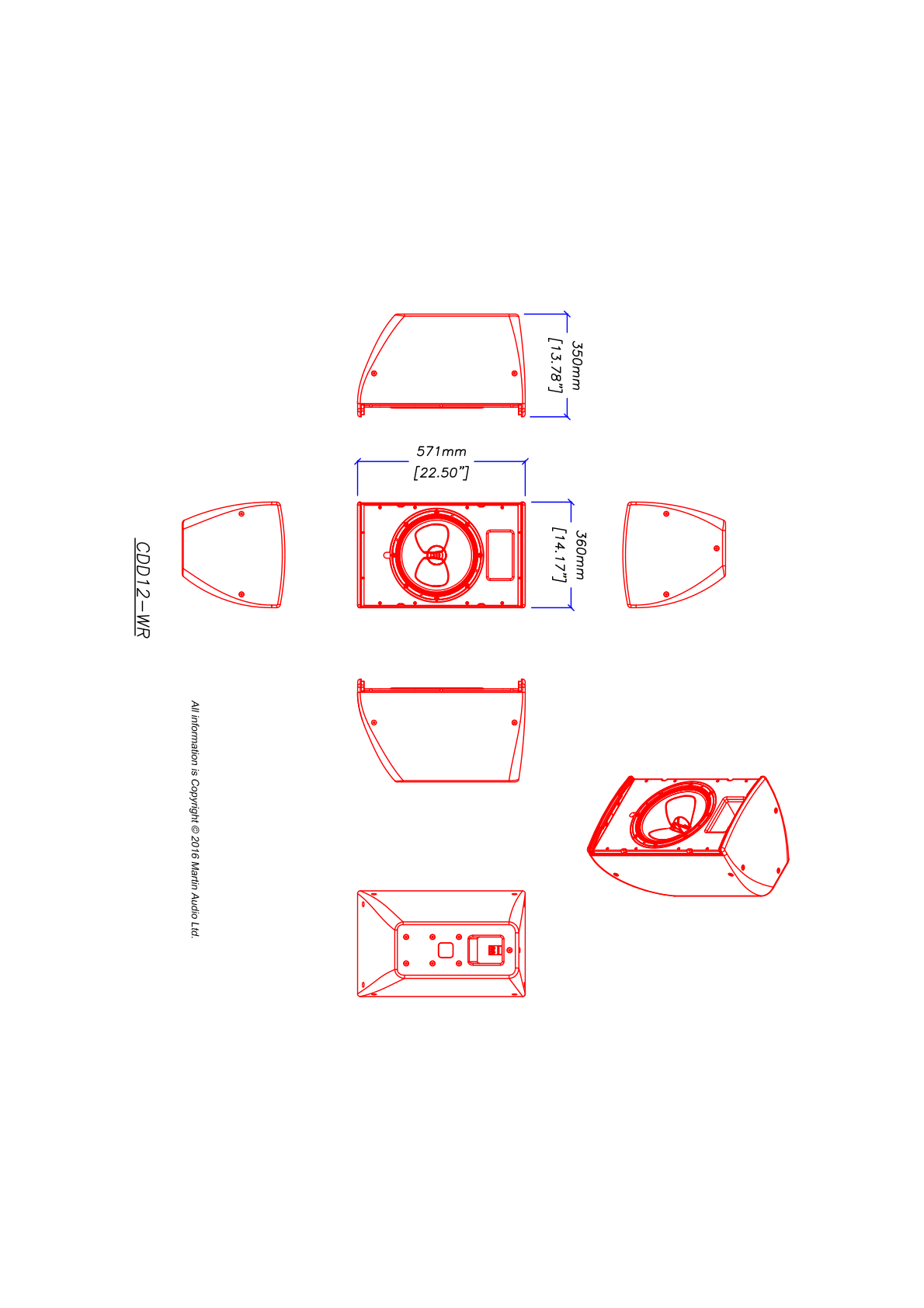 Technical drawing for CDD12B-WR