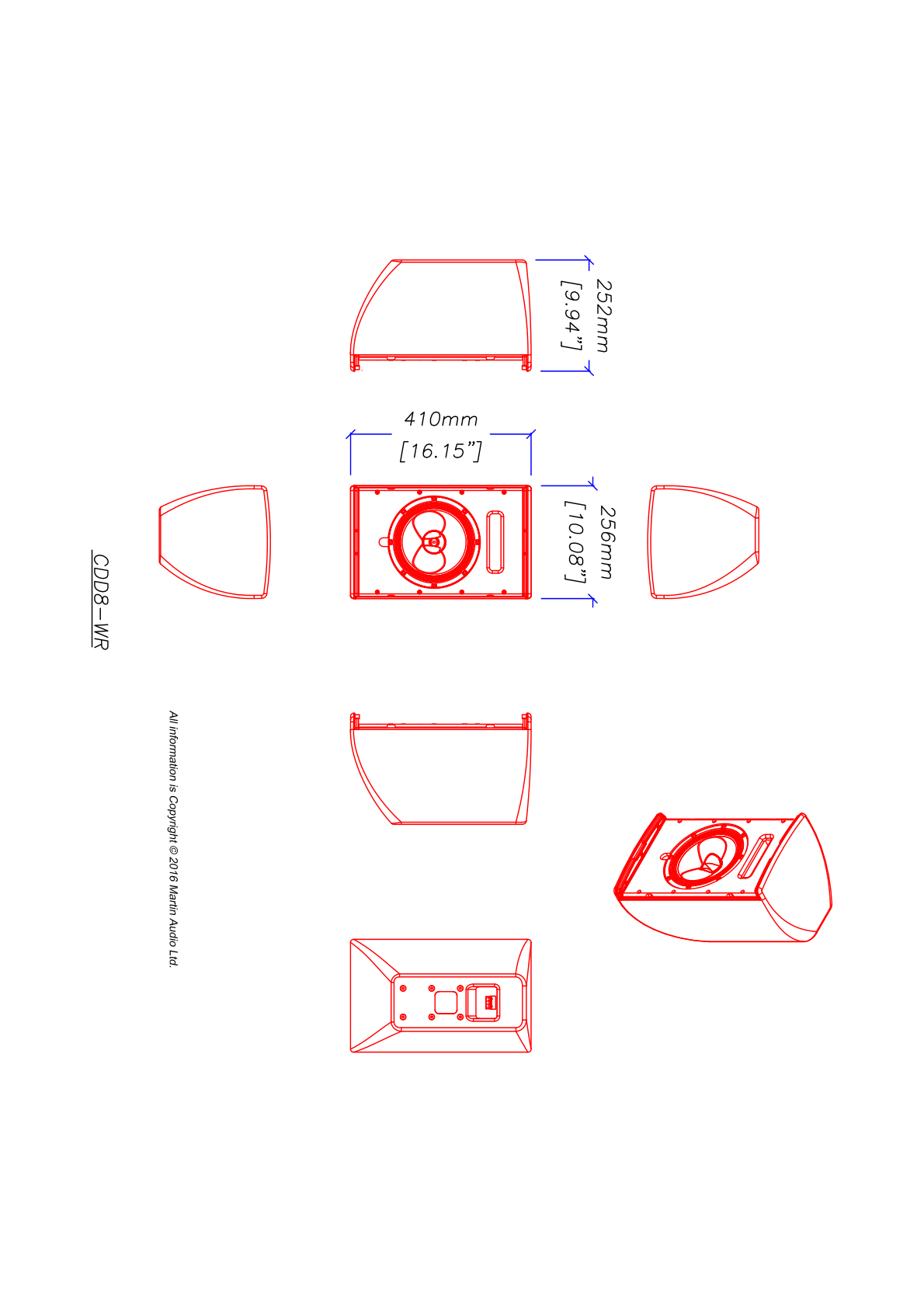 Technical drawing for CDD8W-WR