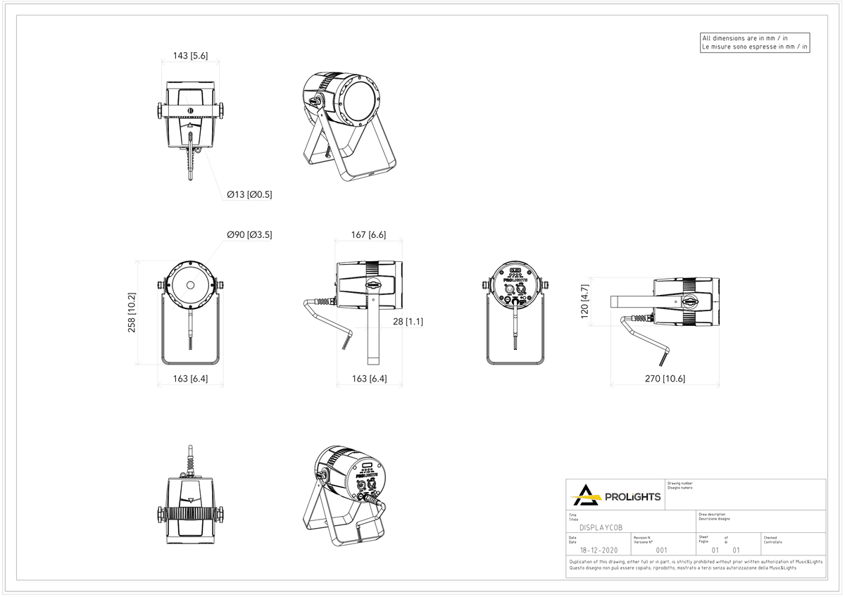 Technical drawing for DisplayCob FC
