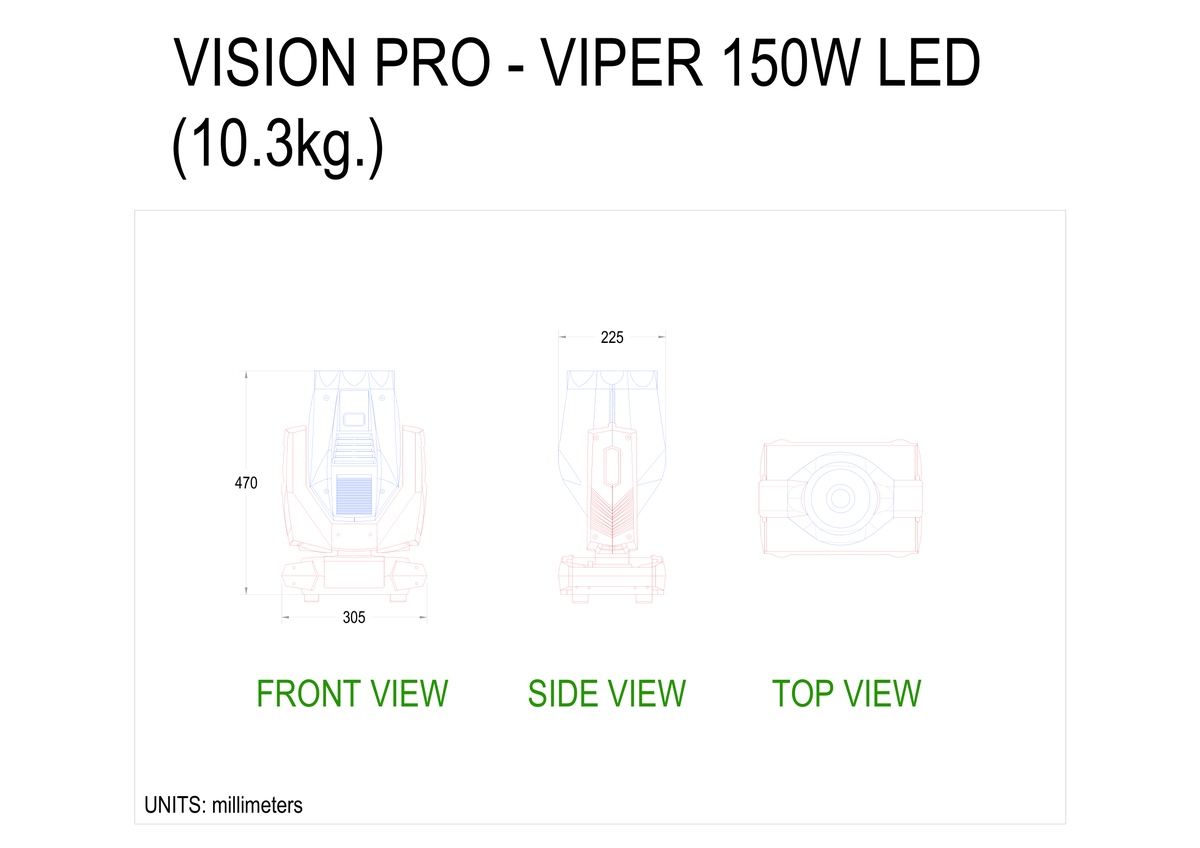 Technical drawing for VIPER 150W LED MH