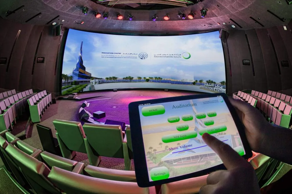 Auditorium control system being operated from a tablet