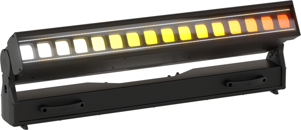 Astra Blade100IP IP65 motorized linear batten with 16x40W RGB+WW LEDs with two variable white pixel linear LED strips on both sides and zoom 4°-40°