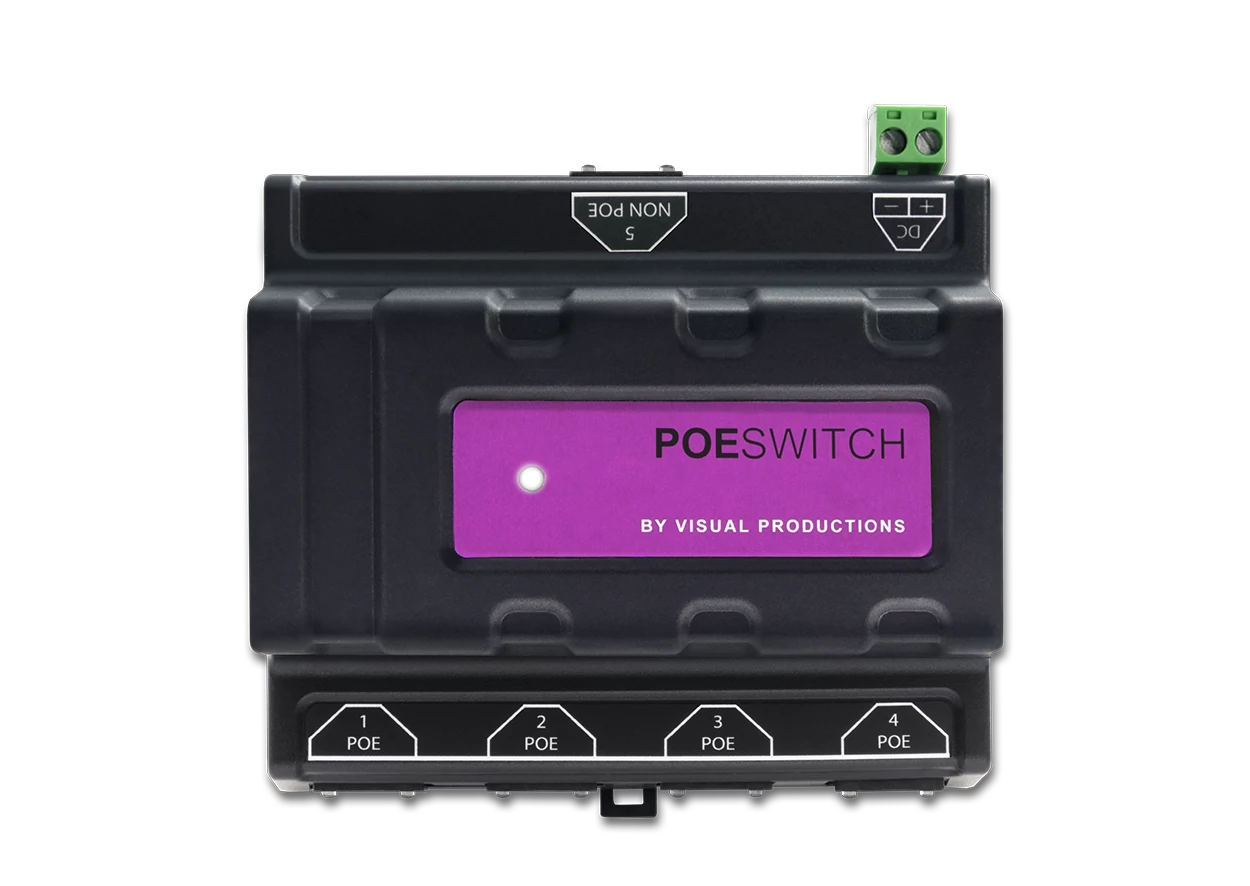 Image of Visual Productions PoeSwitch - 4-port PoE network switch with 1Gbps uplink